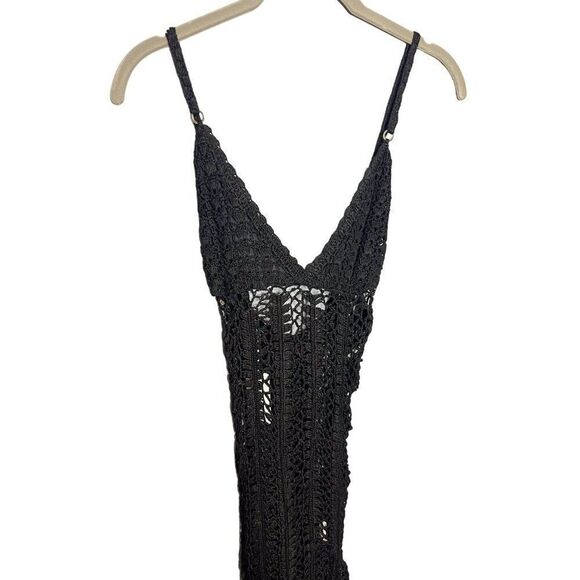 NWT Anthropologie Flook the Label Ayla Dress Black Crochet Maxi Coverup Small - Picture 4 of 9